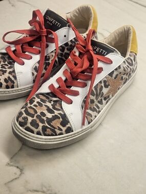 Handmade Confetti Spain Luxury Star Leopard Print Fashion Sneakers Size 35